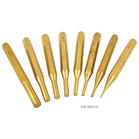 H & H Industrial Products 8 Piece Brass Pin Punch Set 8600-4110